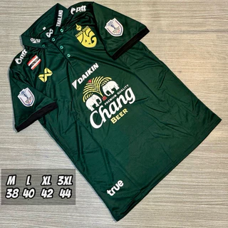 เสื้อกีฬาคอปกเสื้อบอลชายคอปกปักโลโก้ทีมชาติไทยเสื้ออยางเดียวไม่มีกางเกง