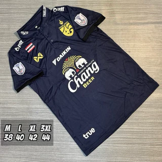 เสื้อกีฬาคอปกเสื้อบอลชายคอปกปักโลโก้ทีมชาติไทยเสื้ออยางเดียวไม่มีกางเกง