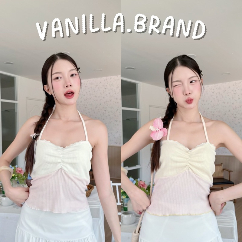 เสื้อเกาะอกคล้องคอ ทูโทน -ttm / VB0527