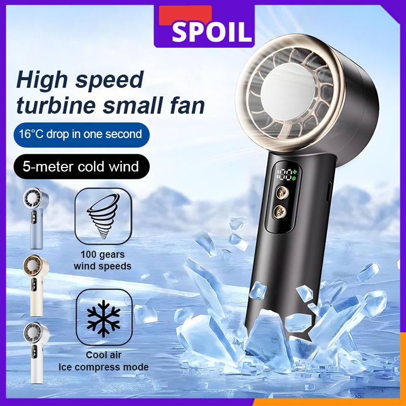 【รุ่นอัพเกรด】TECคูลลิ่ง พัดลมพกพา 3800mAh Turbo Fan 100-ความเร็ว Type-C พัดลมมือถือ LED พัดลม พัดลมไอเย็น