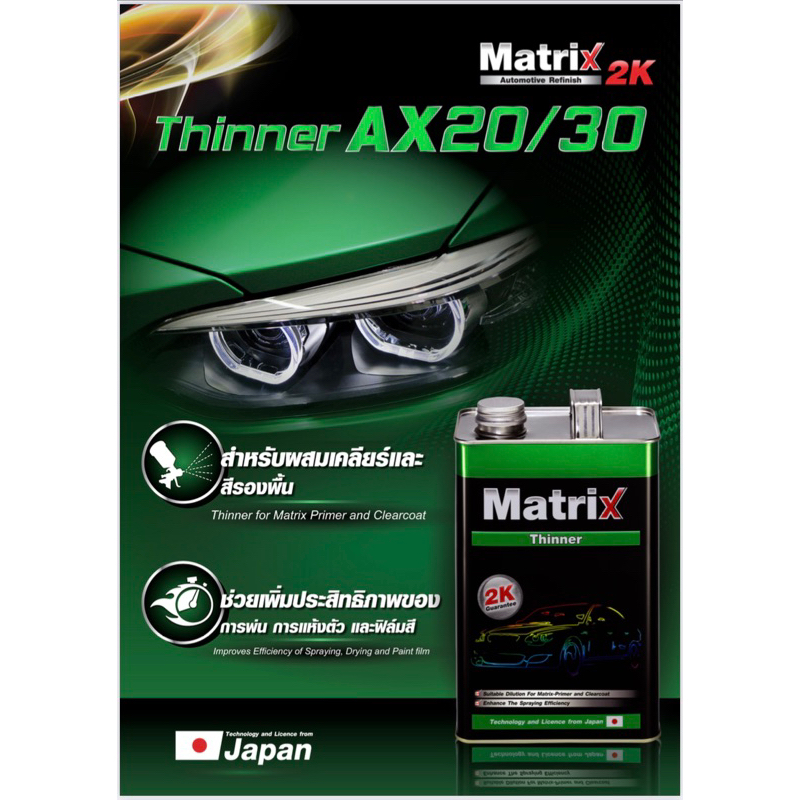ทินเนอร์ 2K MATRIX BY TOA เมทริกซ์ ทินเนอร์สำหรับผสมเคลียร์และพ่นสีรองพื้น #20 ทินเนอร์ สำหรับผสมเคล