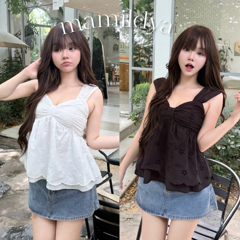 25 สี⚠️🌟Mamildya.shop🌟 เสื้อสายเดี่ยว ผ้าพริ้วๆ สวยๆ/ P2-12/NUSA-มิว⚫