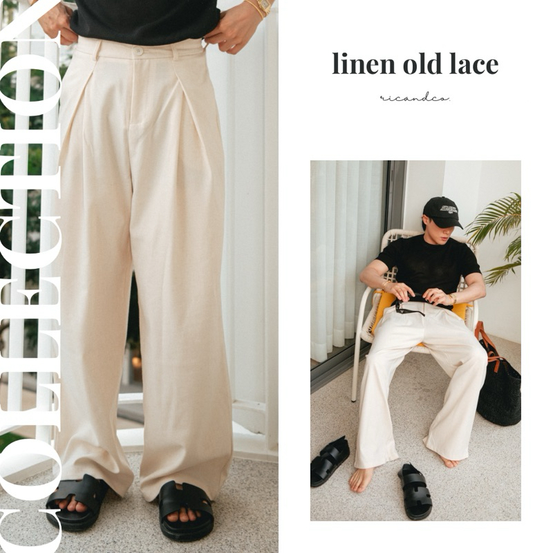 Ricandco Tuck Wide Slack Linen Old Lace