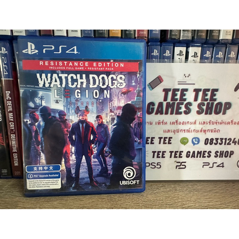watch dog Legion ps4 แผ่นมือสอง ภาษาอังกฤษโซน3 แผ่นสวยใช้งานปกติแผ่นใช้เล่นกับเครื่องps5ได้