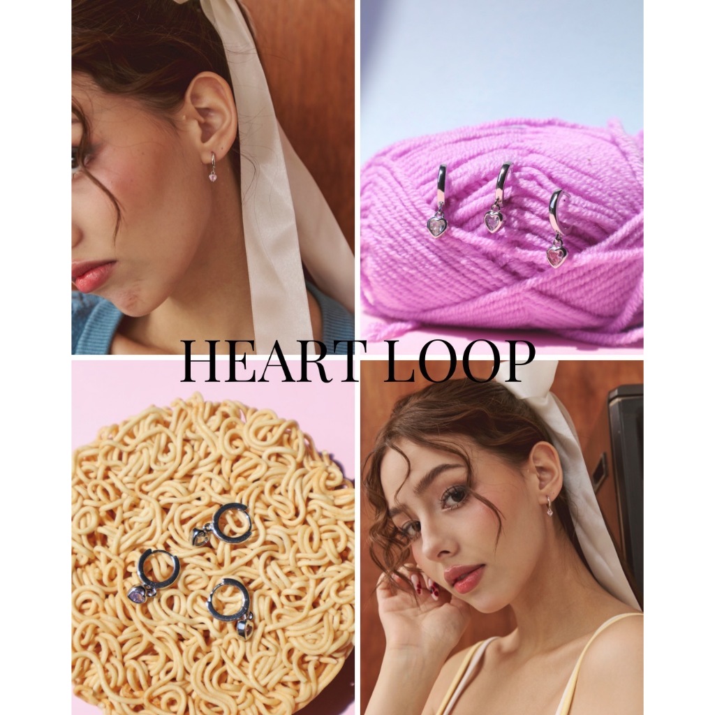 ivowly-Heart loop earring ต่างหูห่วงห้อยใจ