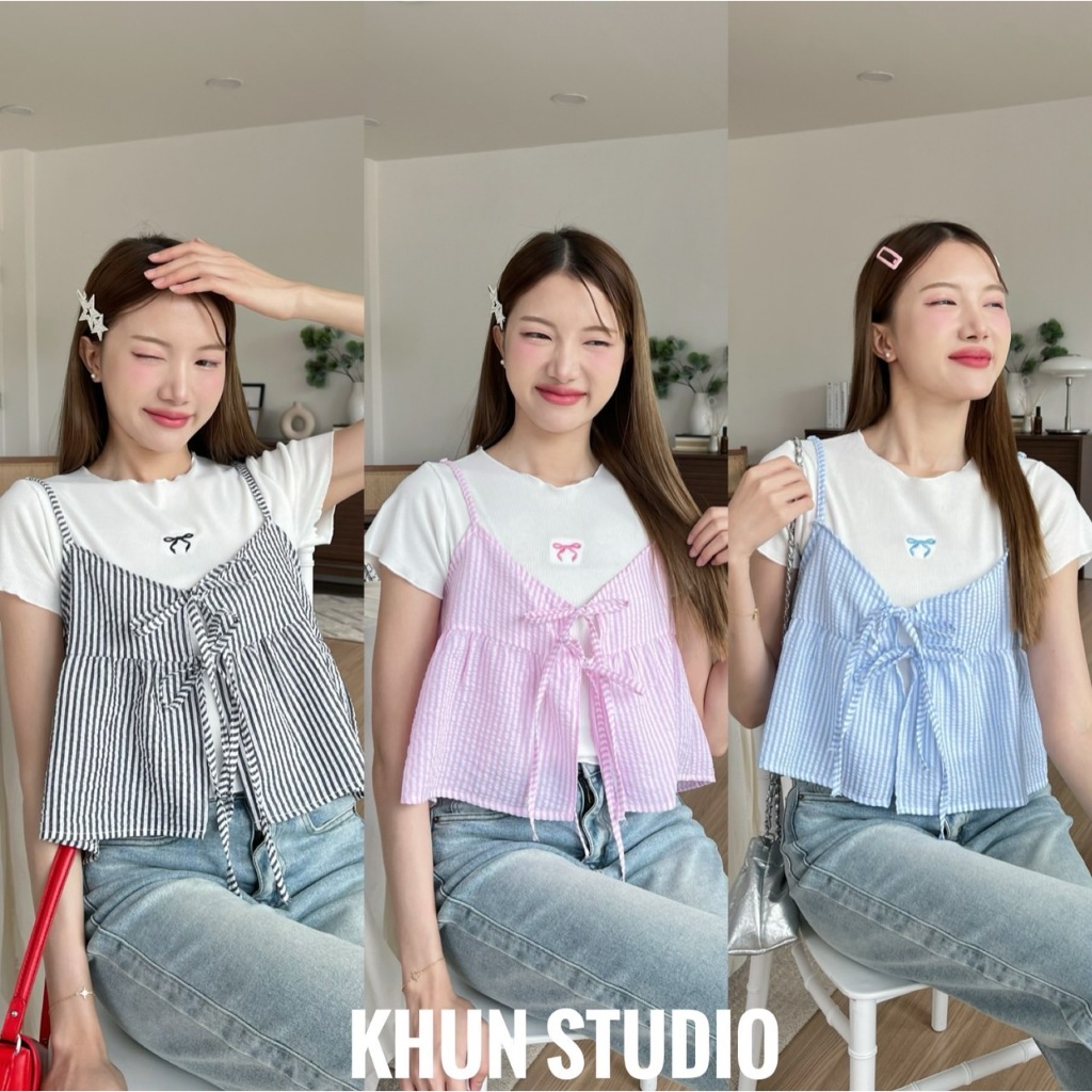 📣 พร้อมส่งงง 👑ป้าย KHUN👑  🌿รหัสสินค้า :: K029🌿  🌈เสื้องานเซ็ต2ชิ้น🌈