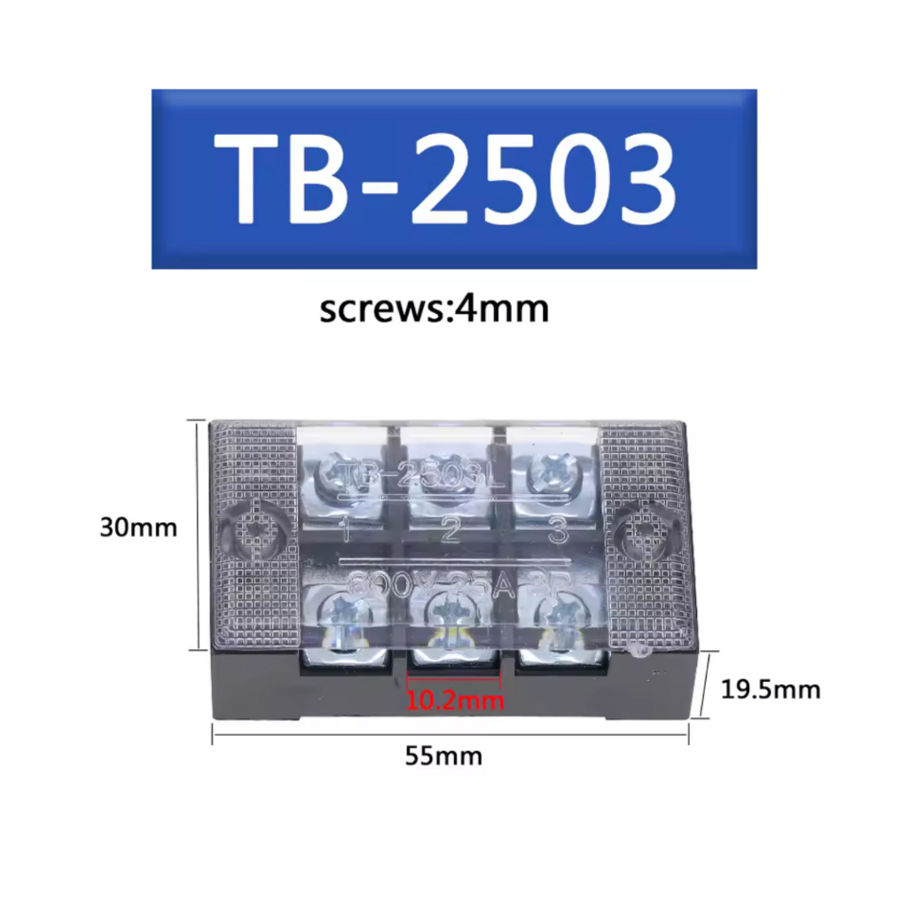 TB2503  เทอร์มินอลบล๊อก 3 ช่อง Terminal 3P 25A 600V