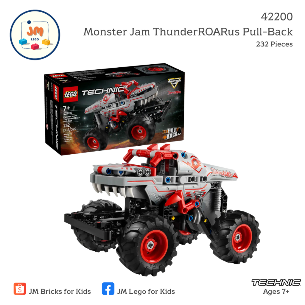 LEGO Technic 42200 Monster Jam ThunderROARus Pull-Back (232 Pieces) สำหรับเด็กอายุ 7 ปีขึ้นไป – โปรปัง