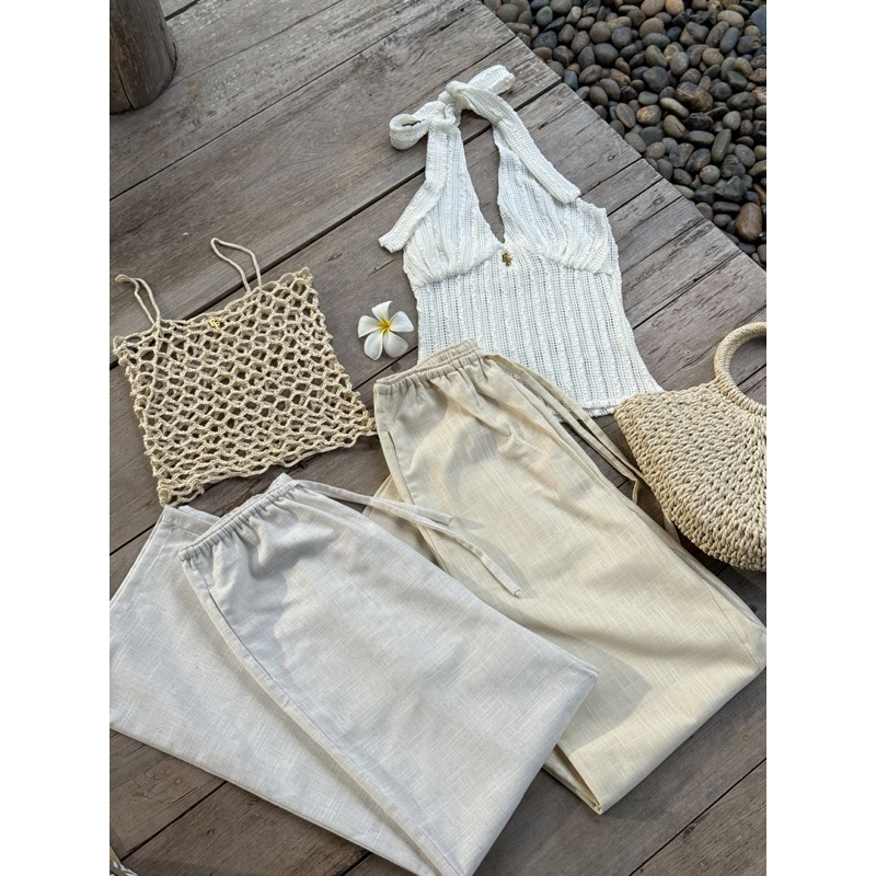 Linen beach pants 890.- กางเกงผ้าลินิน ทรงกระบอก ผ้านุ่ม พริ้วใส่สบาย มีกระเป๋าใช้งานได้จริง รูปที่ 2