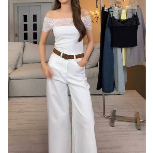 PTPL8858 เสื้อปาดไหล่แต่งไหล่ลูกไม้ PROMTHONG