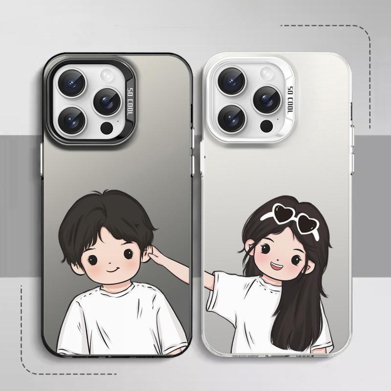 For iPhone 17 Pro Max16,15,14,13,12,11 Pro Max การออกแบบ IMD, ปกแข็งกันกระแทก แฟชั่น สร้างสรรค์ รูปแบบคู่รัก IP17PRO