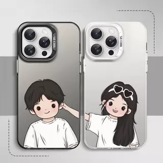For iPhone 17 Pro Max16,15,14,13,12,11 Pro Max การออกแบบ IMD, ปกแข็งกันกระแทก แฟชั่น สร้างสรรค์ รูปแบบคู่รัก IP17PRO
