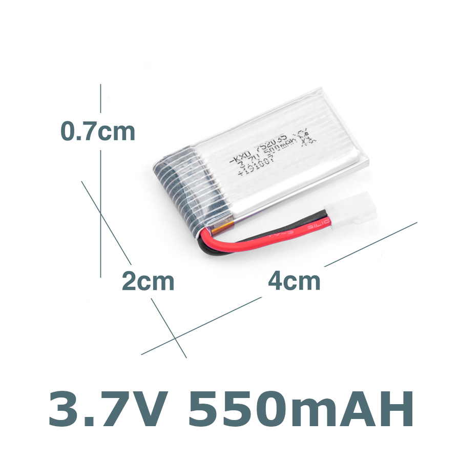 3.7V 550mAh แบตเตอรี่โดรน อุปกรณ์เสริมโดรน แหล่งจ่ายไฟ แบตเตอรี่ลิเธียมแบบชาร์จไฟได้