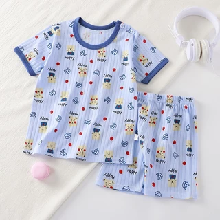 ชุดนอนเด็ก เสื้อแขนสั้นและกางเกงขาสั้น ผ้านุ่ม ใส่สบาย สําหรับเด็กชายและเด็กหญิง #137