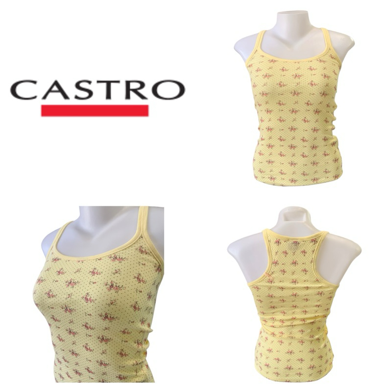 Castro ( GC482 ) เสื้อสายเดี่ยว ผู้หญิง สีเหลือง ลายดอกไม้ ไซส์S