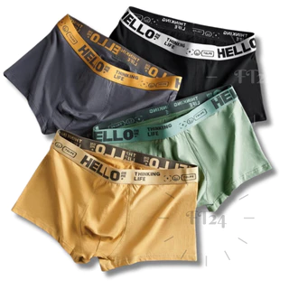 กางเกงในชายรุ่น Boxer_Hello แพค 5 ตัวคละสี ผ้าคอตตอน/สเปนเด็กซ์ คละสี ใส่สบาย ของผู้ชาย