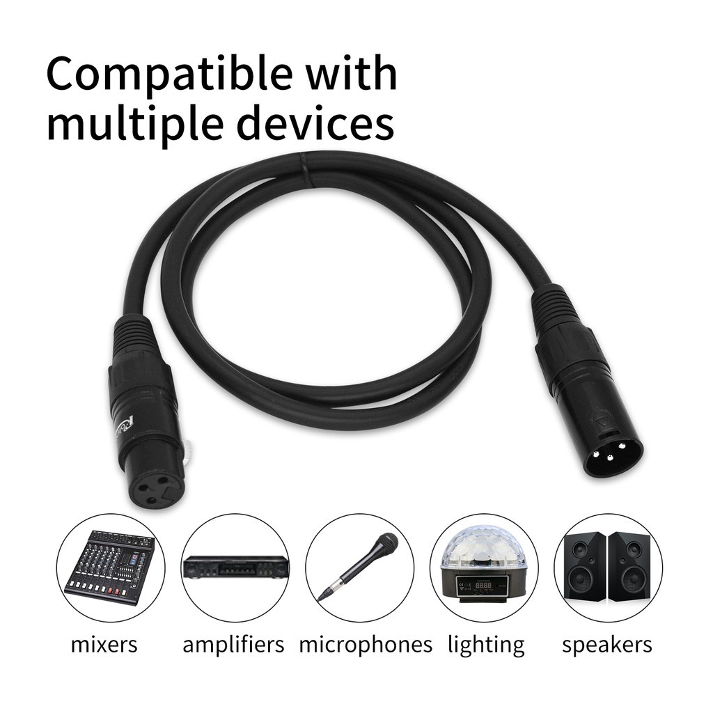 สายสัญญาณ DMX512 / 1 เมตรไฟเวทีคอนโซลสายสัญญาณ / ช่องเสียบปืนใหญ่ 3 แกนชาย / หญิง / สายเชื่อมต่อเครื่องขยายเสียงลำโพง