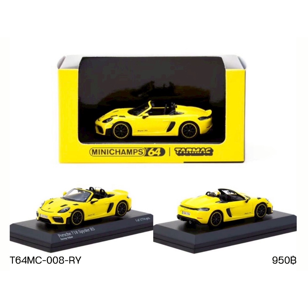 T64MC-008-RY-Tarmac works x MINICHAMPS 1/64 Porsche 718 Spyder RS Racing Yellow