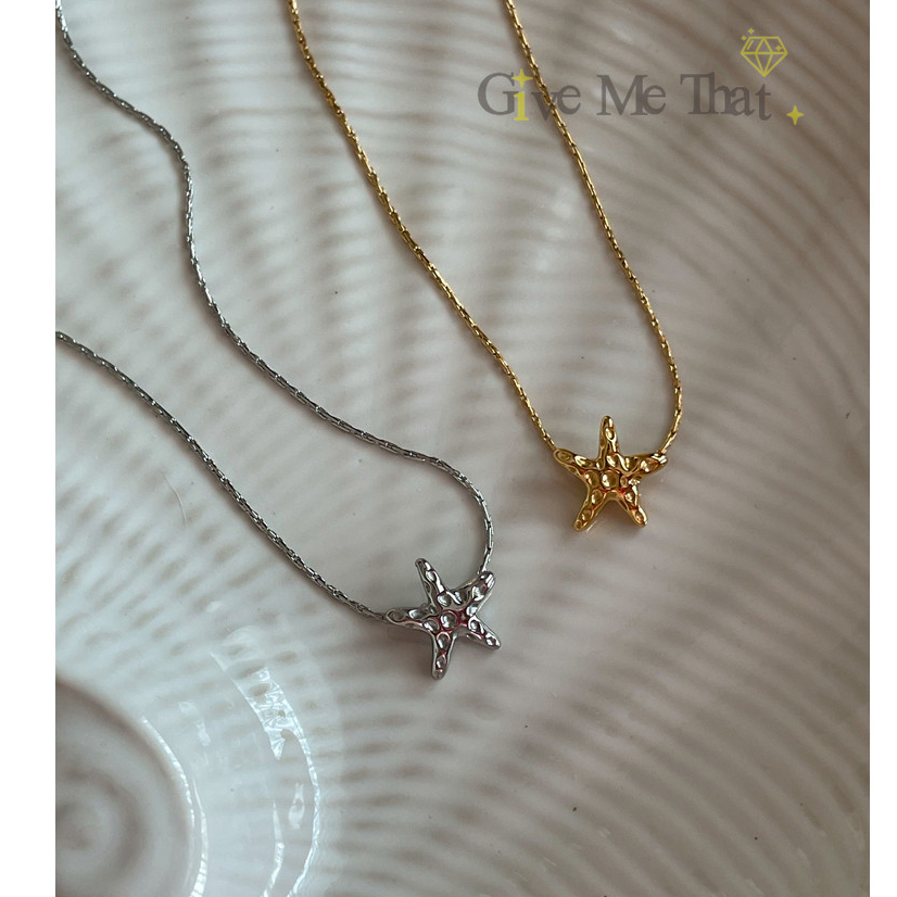 สร้อยคอสแตนเลสแท้ สไตล์มินิมอล ชุบทอง 18K จี้ปลาดาว summer สุด สร้อยคอรุ่น Starfish Necklace Givemethat