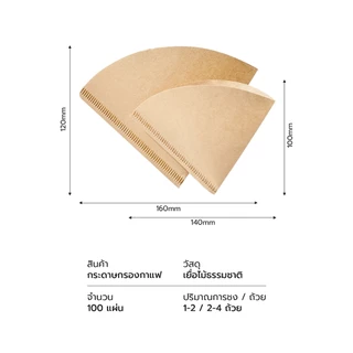 กระดาษดริปกาแฟ ทรงV กระดาษกรองกาแฟวงกลม 100แผ่น Paper Filter สำหรับหม้อต้มกาแฟ Moka Pot และ AeroPress Deebillion