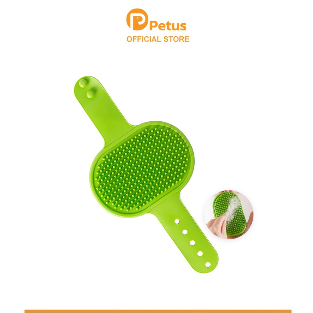 Petusแปรงอาบน้ำสัตว์เลี้ยง แปรงอาบน้ำซิลิโคน Pet Shower Brush ใช้งานง่าย จับได้ถนัดมือ ง่ายต่อการทำความสะอาด ขนาด 12cm.