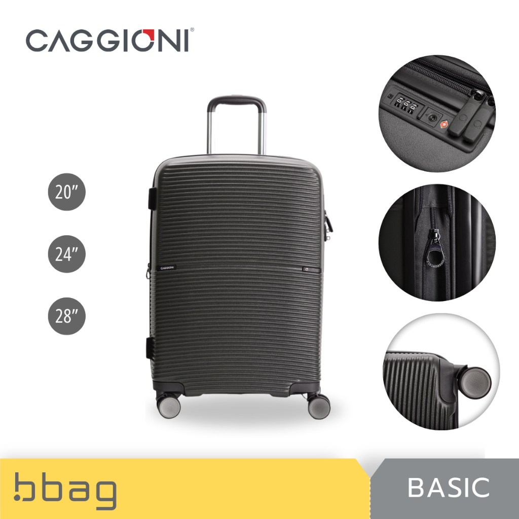 CAGGIONI กระเป๋าเดินทาง 20/24/28 นิ้ว รุ่น Basic CAG01 ABS เบาพิเศษ ซิปขยาย 25% ผิวด้าน TSA Lock [สี