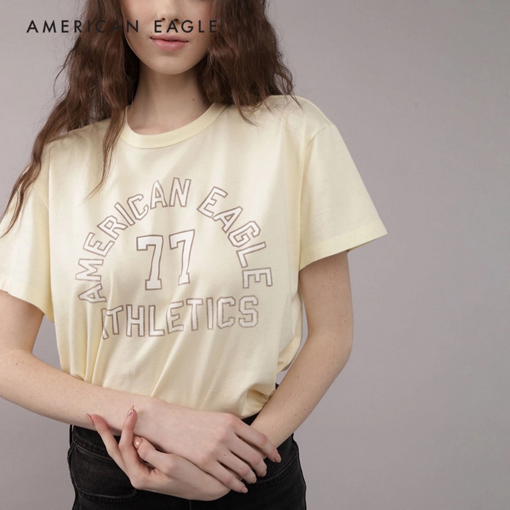 American Eagle Boyfriend Logo Graphic T-Shirt เสื้อยืด ผู้หญิง บอยเฟรนด์ กราฟฟิค (NWTS 037-9933-700)