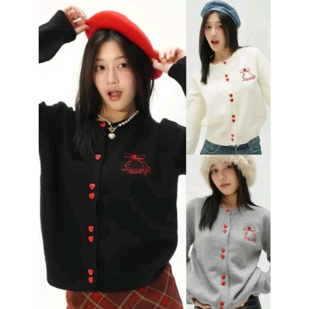 เสื้อคาร์ดิแกนกระดุมแดงปัก-ป้ายJarinya