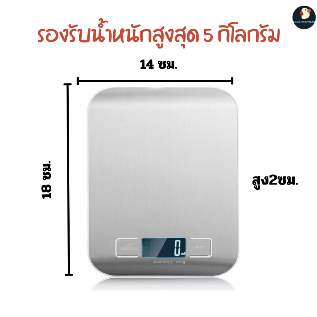 *พรีเมียม* เครื่องชั่ง ตราชั่ง เครื่องชั่งอาหาร ดิจิตอล 5KG ชั่ง4หน่วย ทรงเหลี่ยมมน วัสดุดี แถมถ่าน AAA 2ก้อน รูปที่ 3