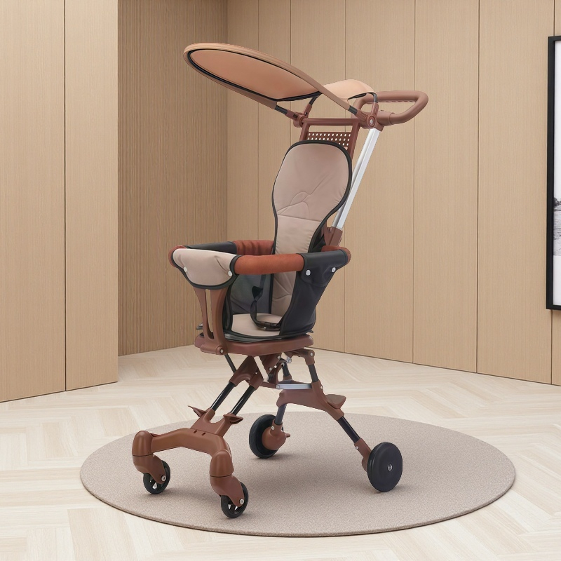 รถเข็นเด็กรุ่นล่าสุด  เบาะใหญ่ แบบ4ล้อ ล็อกล้อได้ พับเก็บได้ PUล้อใหญ่ น้ำหนักเบา รับน้ำหนักได้30kg. รุ่น：TC16