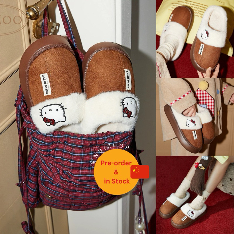 (พร้อมส่ง) Gukoo X Hello Kitty รองเท้า Slipper คิตตี้นุ่มๆ
