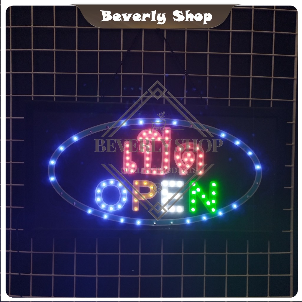เปิด OPEN ขนาด 48 * 25 cm ป้ายไฟLED ประหยัดไฟ ป้ายไฟสำเร็จรูป ตกแต่งหน้าร้าน สร้างความโดดเด่น