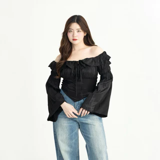 (5สี 3ไซส์) VENUS TOP เสื้อปาดไหล่ผูกอกแขนบาน รุ่นT90 - Mesave