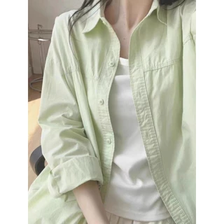 ccshop.เสื้อเชิ้ตคอตตอนทรงหลวมสบายๆ ใหม่