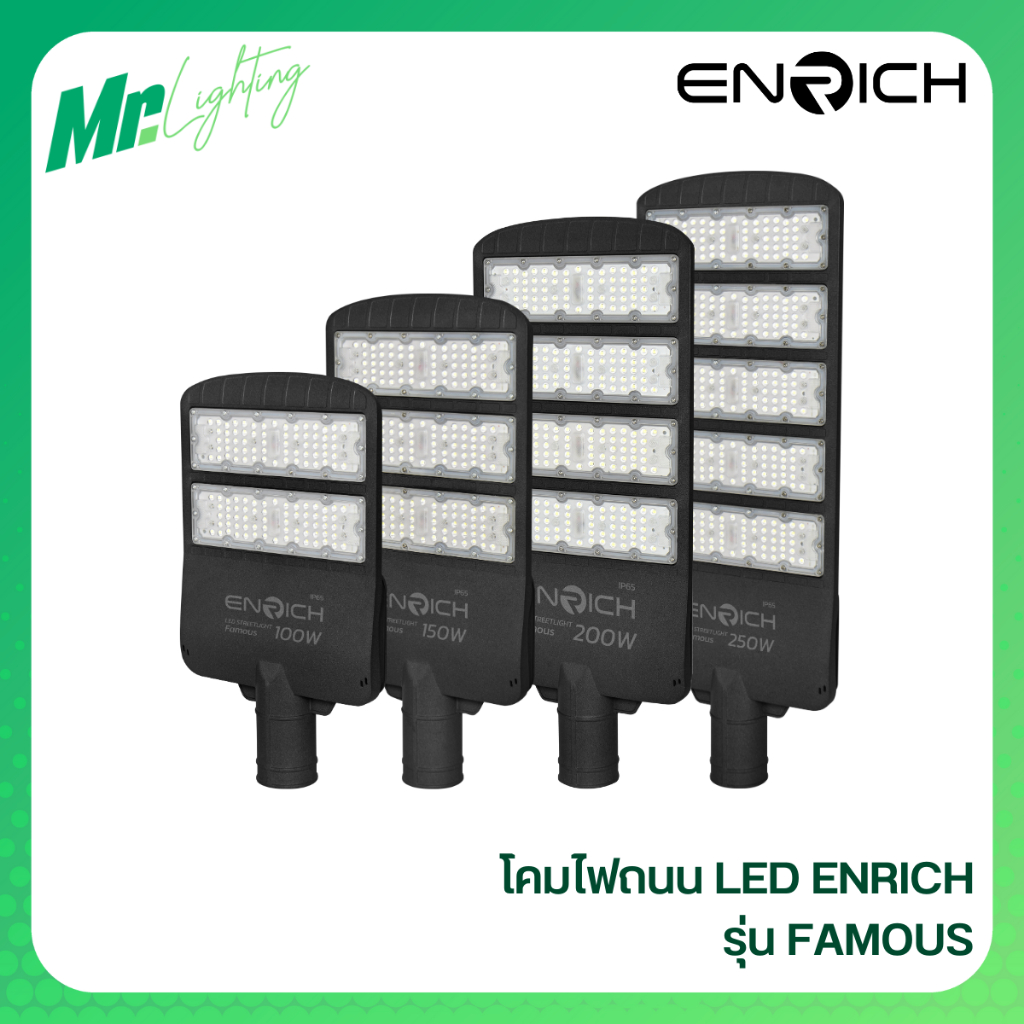 โคมไฟถนน LED ENRICH รุ่น FAMOUS 250W กันน้ำ ป้องกันไฟกระชาก