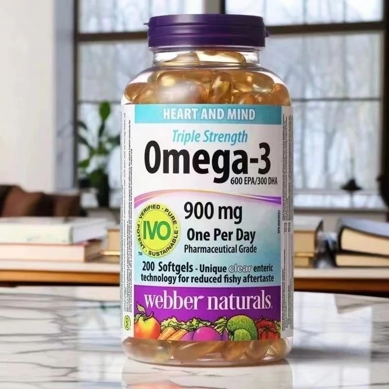 webber naturals Fish Oil OMEGA-3 Fish Oil 900mg 200 Softgels EXP：12/2026