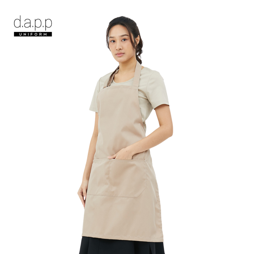 dapp Uniform ผ้ากันเปื้อน เต็มตัว เกร็ก Greg beige Adjustable Neck Strap Bib Apron สีเบจ(APNE2019DPS)
