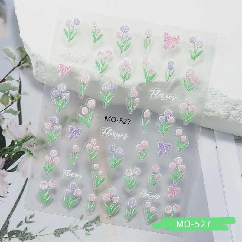 Nawoelite สติ๊กเกอร์ เล็บปลอม อะไหล่เล็บ สติ๊กเกอร์เล็บปลอมลายทิวลิปหรู อะไหล่เล็บสวยงาม สติ๊กเกอร์ตกแต่งเล็บพรีเมี่ยม - รูปที่ 5