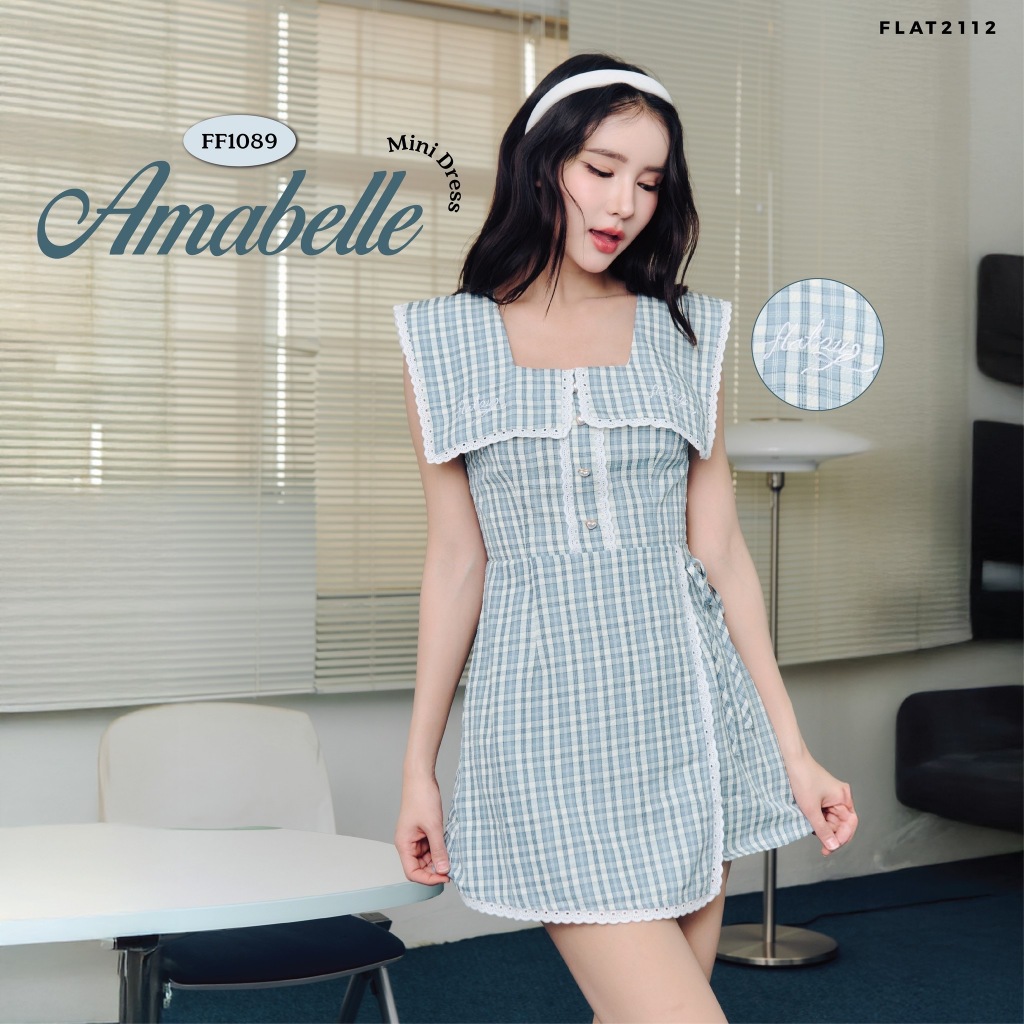 FLAT2112 FF1089 : AMABELLE MINI DRESS ชุดเดรส เดรสสั้น เดรสแขนกุด เดรสลายตาราง ชุดออกงาน แฟชั่นผู้หญิง