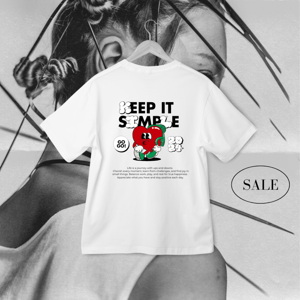 BEYOND9 | เสื้อยืดOversize สีขาว ลายHeart