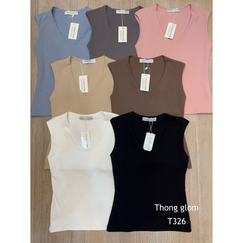 เสื้อกล้ามแขนกุดผ้ายูนิโคล่เนื้อพรีเมี่ยม ทรงคอวีงาน2ชิ้นหน้าเย็บซ่อนตะเข็บ