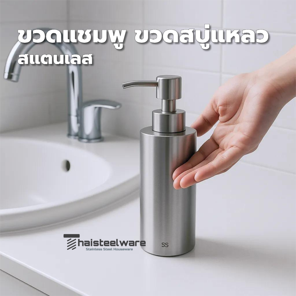Thaisteelware ขวดแชมพู ขวดสบู่เหลว แบบสแตนเลสแท้