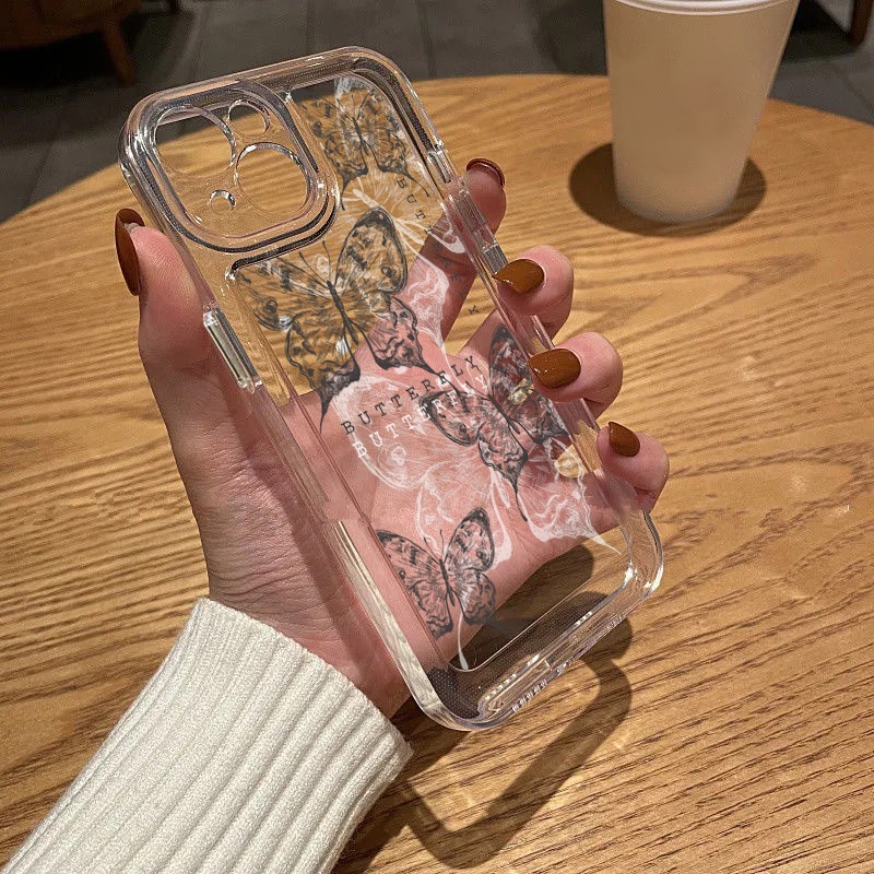 เคสไอโฟน สําหรับ iPhone 11 13 14 12 15 16 Pro Max 7 8 15 14 Plus X XS Max 17 Air XR SE ผีเสื้อ เคสโทรศัพท์ กันกระแทก