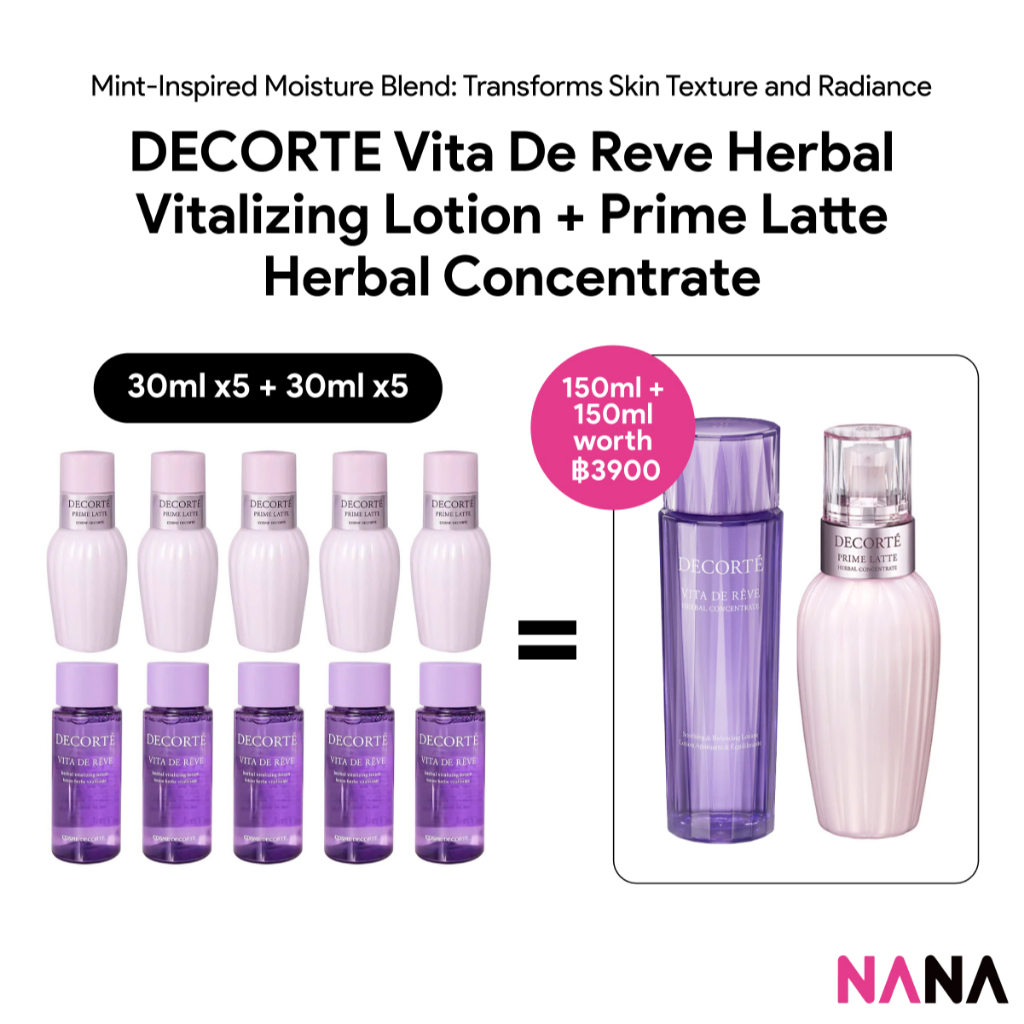 DECORTE Vita De Reve Herbal Vitalizing Lotion + Prime Latte Herbal Concentrate Sample Pack (30ml +30