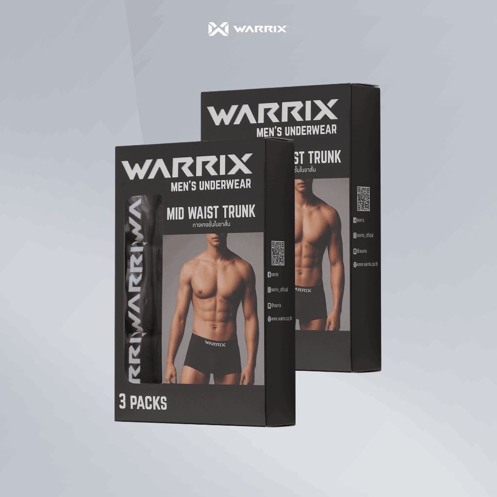 WARRIX กางเกงชั้นใน Men's Underwear Mid Waist ทรง Trunk (WU-244ALMCLP2) แพ็ค3ตัว — صورة 6