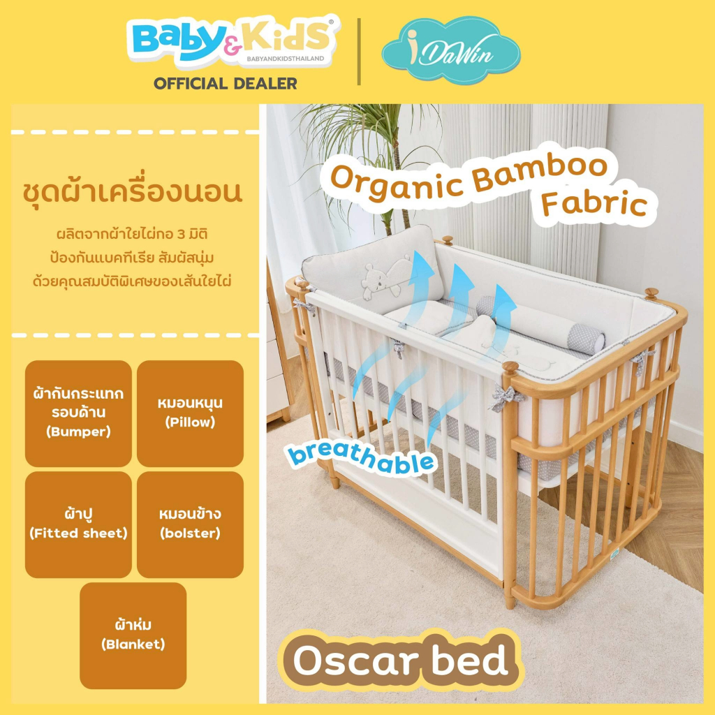 Idawin เครื่องนอนเด็ก ใช้กับเตียง รุ่น Beyond Bed  เบาะกันกระแทกเตียงเด็ก ผ้ากันขอบเตียงเด็กขนาด 70x