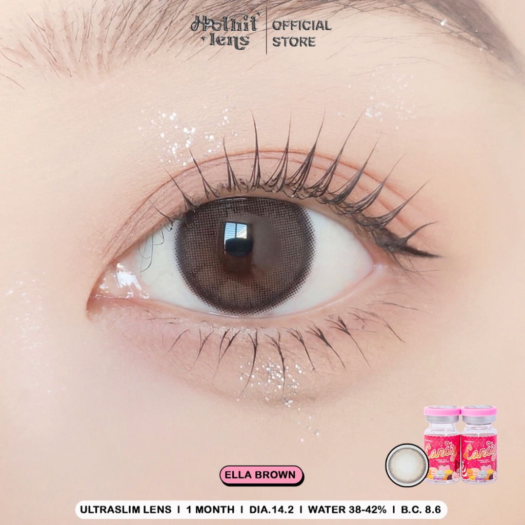 💥รุ่นใหม่ Ultraslim lens บางพิเศษ💥 Candylens คอนแทคเลนส์ รุ่นElla สีน้ำตาล พร้อมส่งค่าสายตาสั้นและปกติ 0.00-10.00