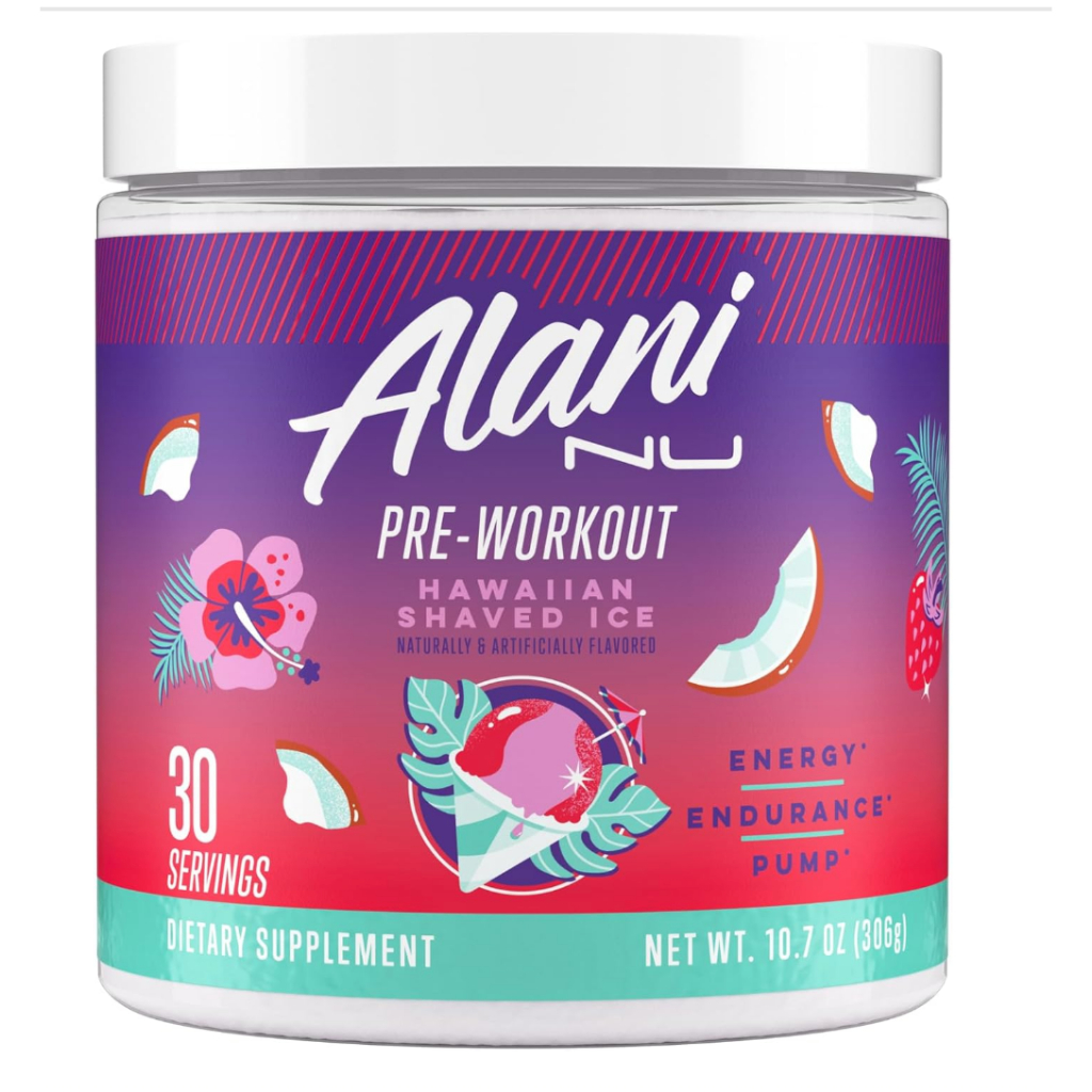 Alani Nu Pre Workout Powder Hawaiian Shaved Ice | Amino Energy Boost | Endurance Supplement | Sugar 