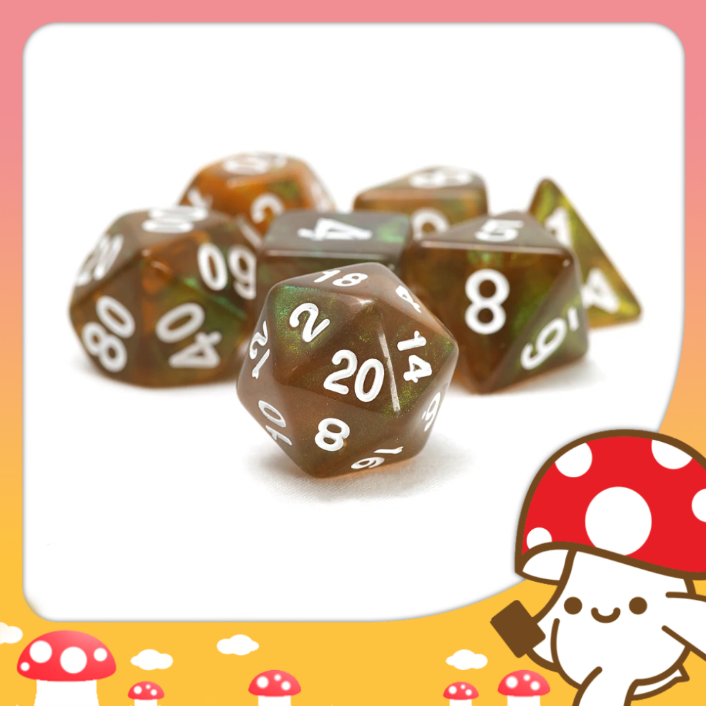 Sirius Dice - Treasure Peridot Dice Set - ลูกเต๋าสำหรับเกม TRPG D&D - Dice Set of 7จาก Kinoko Card G