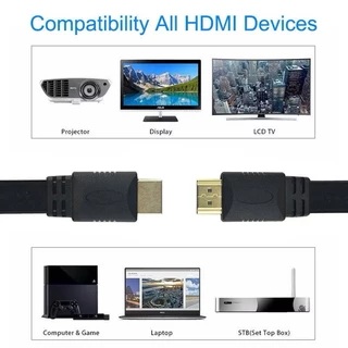 HDMI High Speed 1.5M 3M 5M 10M 15Meter HDMI High Speed 1080p 3D VER 1.4 สายแบบอ่อนแบนยาว 1.5-10เมตร (Black)